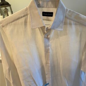 Ralph Lauren Purple Label Cream/Ivory Linen Dress Shirt